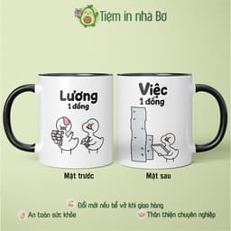 Ly sứ cốc sứ "LƯƠNG 1 ĐỒNG, VIỆC 1 ĐỐNG" quà tặng troll bạn bè đồng nghiệp hài hước, dễ thương hot hot trend 1