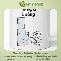 Ly sứ cốc sứ "LƯƠNG 1 ĐỒNG, VIỆC 1 ĐỐNG" quà tặng troll bạn bè đồng nghiệp hài hước, dễ thương hot hot trend 2