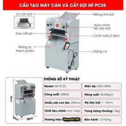 🎯 MÁY CÁN BỘT PC35 -  Cán Bột, Cắt Sợi Mì 2mm–5mm  Cán Bột – Cắt Sợi 2mm, 3mm, 5mm Siêu Câu Chỉ Trong 1 Máy 1