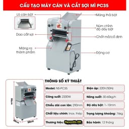 🎯 MÁY CÁN BỘT PC35 THIẾT KẾ KẾT HỢP DAO CẮT SỢI  – GIẢI PHÁP HOÀN HẢO CHO MỌI TIỆM BÁNH 8