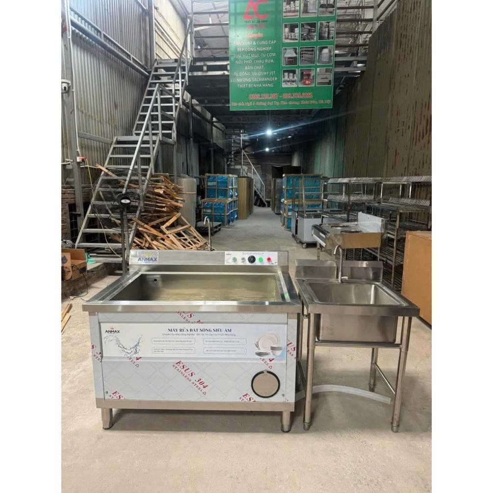 Máy Rửa Bát Hai Ngăn 1.5M Sóng Siêu Âm – Bồn Rửa 70×60×30cm Inox 304 Cao Cấp