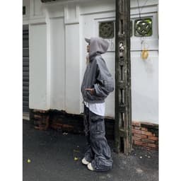 Áo Bomber dù NÓN Zipper Jacket HAT Signature hình thêu 3D tay nhúm form Boxy FAFIC Lót 2 lớp 3