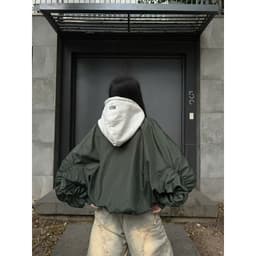 Áo Bomber dù NÓN Zipper Jacket HAT Signature hình thêu 3D tay nhúm form Boxy FAFIC Lót 2 lớp 8