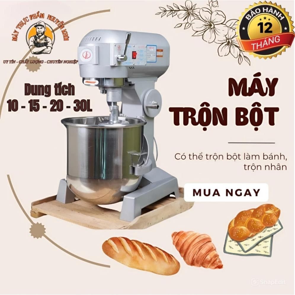 Máy Trộn Bột Đứng 10L,20L,30L Điều Chỉnh Tốc Độ 3 Cấp, Chất Liệu Inox 304, Bảo Hành 1 năm