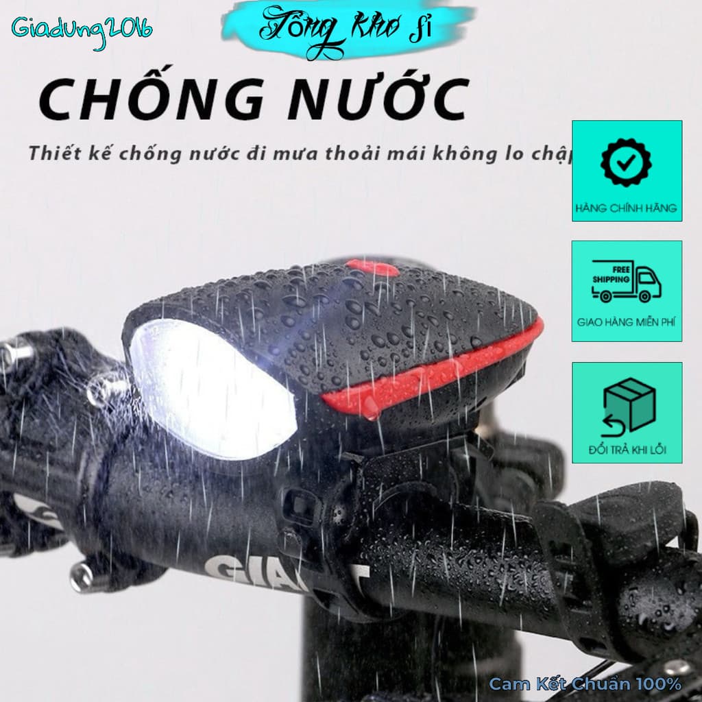Đèn Xe Đạp Siêu Sáng 3 Chế Độ kèm Còi To Chân Sạc USB Tiện Lợi (lắp được cả xe điện) - giadung2016