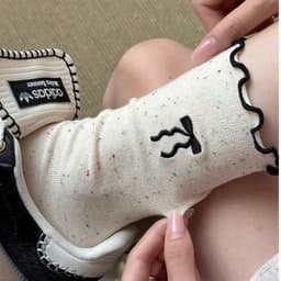 Bộ 10 Đôi Tất Nữ Ren Nơ Chấm Sợi Cotton Nguyên Chất Nhật Bản Dễ Thương, Ship Miễn Phí ❤️ ⭐ 5