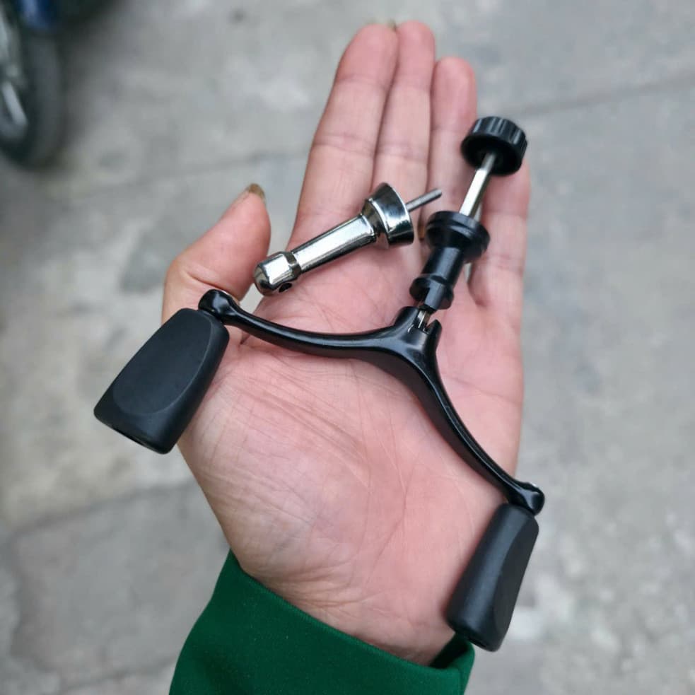 Tay quay máy câu cá tay quay đôi + chống đổ y hình ojkkss