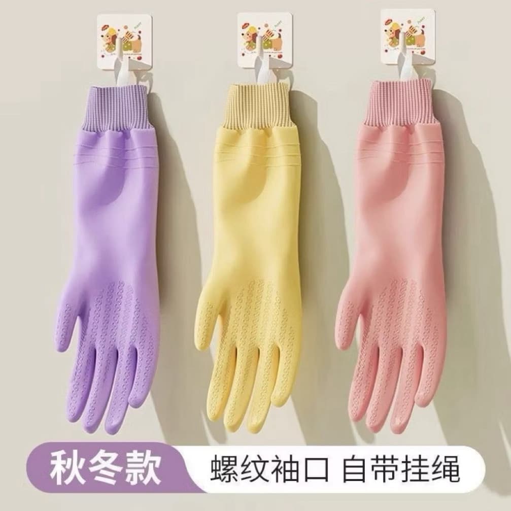 Găng tay tay rửa chén bát, chống thấm nước , có lót lông bên trong mùa đông ấm áp chống rách,(si le)