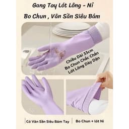 Găng tay tay rửa chén bát, chống thấm nước , có lót lông bên trong mùa đông ấm áp chống rách,(si le) 3