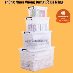 (Có VAT) THÙNG NHỰA CÓ BÁNH XE 20L-30L-55L-65L-75L-85L-90L-100L-125L CHỮ NHẬT VIỆT NHẬT 4