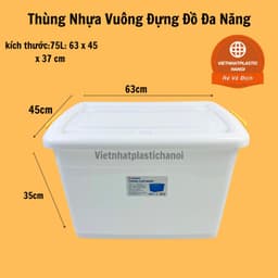 (Có VAT) THÙNG NHỰA CÓ BÁNH XE 20L-30L-55L-65L-75L-85L-90L-100L-125L CHỮ NHẬT VIỆT NHẬT 6