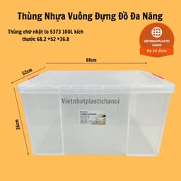 (Có VAT) THÙNG NHỰA CÓ BÁNH XE 20L-30L-55L-65L-75L-85L-90L-100L-125L CHỮ NHẬT VIỆT NHẬT 7