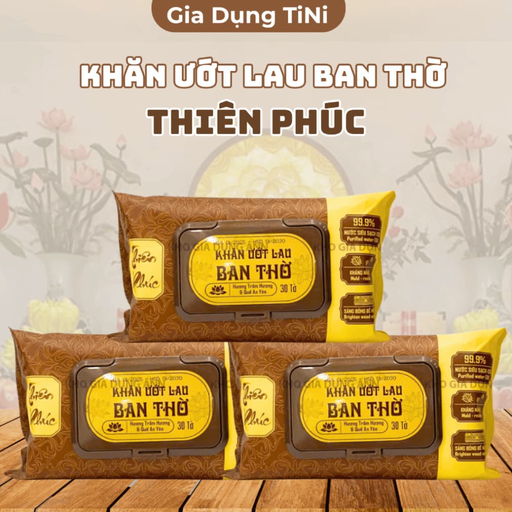 Khăn ướt cao cấp Thiên Phúc hương ngũ vị - Giải pháp tiện lợi cho ban thờ sạch sẽ, an toàn (si le)