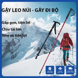 Gậy Leo Núi Hợp Kim Nhôm Siêu Nhẹ - Gậy Gấp Gọn Tiện Lợi Cho Dã Ngoại, Phượt, Đi Bộ Đường Dài 1