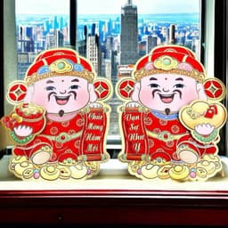 Set 2 Ông Thần Tài Vui Vẻ Dán Cửa Trang trí Tết 1