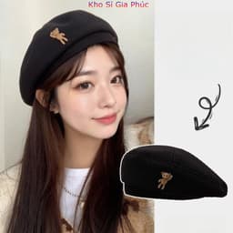 Mũ Nồi Beret Tag Gấu Siêu Xinh Phong Cách Nhật Bản 4