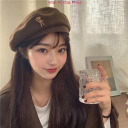 Mũ Nồi Beret Tag Gấu Siêu Xinh Phong Cách Nhật Bản 5