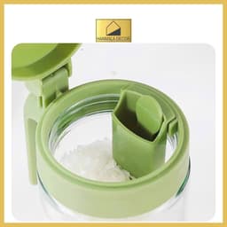 Lọ Đựng Gia Vị Boro – Hũ Đựng Muối Đường Thủy Tinh Có Tay Cầm Có Thìa Để Ngăn Riêng Chống Ẩm. 5