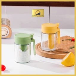 Lọ Đựng Gia Vị Boro – Hũ Đựng Muối Đường Thủy Tinh Có Tay Cầm Có Thìa Để Ngăn Riêng Chống Ẩm. 6