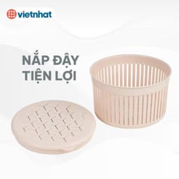 COMBO 5 Rổ nắp tròn mini 3396, Rổ đựng hành tỏi thoáng khí có nắp đậy tiện dụng, rổ đựng trứng Việt Nhật 3