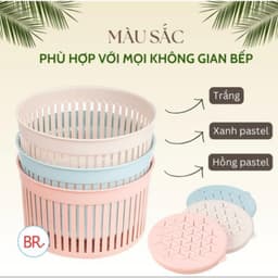 COMBO 5 Rổ nắp tròn mini 3396, Rổ đựng hành tỏi thoáng khí có nắp đậy tiện dụng, rổ đựng trứng Việt Nhật 6