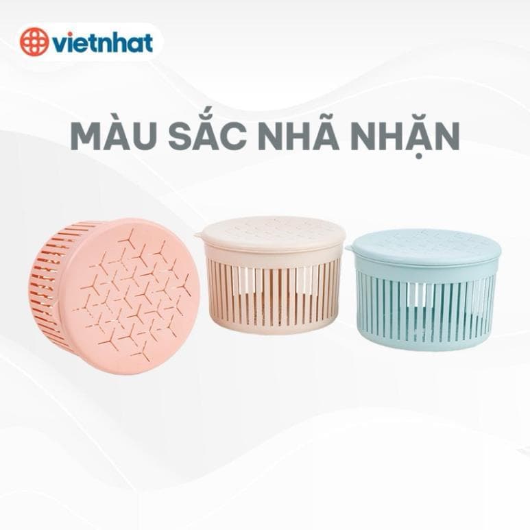 COMBO 5 Rổ nắp tròn mini 3396, Rổ đựng hành tỏi thoáng khí có nắp đậy tiện dụng, rổ đựng trứng Việt Nhật
