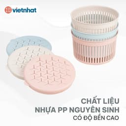 COMBO 5 Rổ nắp tròn mini 3396, Rổ đựng hành tỏi thoáng khí có nắp đậy tiện dụng, rổ đựng trứng Việt Nhật 2