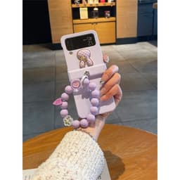 [CÓ SẴN] Ốp Z Flip 8 - Flip6 - Z Flip5 - FLIP 7 5G charm thỏ gold dây hạt phối dễ thương kèm thanh bảo vệ bản lề 5
