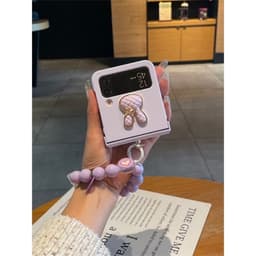 [CÓ SẴN] Ốp Z Flip 8 - Flip6 - Z Flip5 - FLIP 7 5G charm thỏ gold dây hạt phối dễ thương kèm thanh bảo vệ bản lề 6