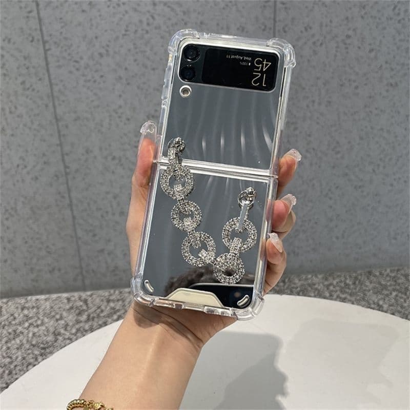 [CÓ SẴN] Ốp Z Flip 8 - Flip 7 - Flip 6 - Flip5 5G tráng gương chống sốc kèm dây đính đá lấp lánh sang trọng