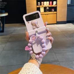 [CÓ SẴN] Ốp Z Flip 8 - Flip6 - Z Flip5 - FLIP 7 5G charm thỏ gold dây hạt phối dễ thương kèm thanh bảo vệ bản lề 7