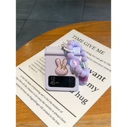 [CÓ SẴN] Ốp Z Flip 8 - Flip6 - Z Flip5 - FLIP 7 5G charm thỏ gold dây hạt phối dễ thương kèm thanh bảo vệ bản lề 4