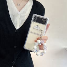 [CÓ SẴN] Ốp Z Flip 4 - Z Flip 3 - Z Flip3 - FLIP4 5G chống sốc tag Pr4da kèm dây hạt chuỗi phối màu xinh xắn năng động 3