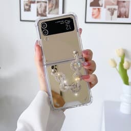 [CÓ SẴN] 3 màu -  Ốp Z Flip 8 - Flip 7 - Flip 6 - Flip5 5G tráng gương kèm dây đính đá siêu lấp lánh sang trọng 2