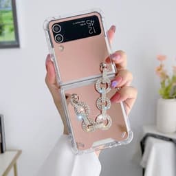 [CÓ SẴN] 3 màu -  Ốp Z Flip 8 - Flip 7 - Flip 6 - Flip5 5G tráng gương kèm dây đính đá siêu lấp lánh sang trọng 3