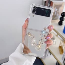 [CÓ SẴN] 3 màu -  Ốp Z Flip 8 - Flip 7 - Flip 6 - Flip5 5G tráng gương kèm dây đính đá siêu lấp lánh sang trọng 7