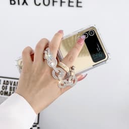[CÓ SẴN] 3 màu -  Ốp Z Flip 8 - Flip 7 - Flip 6 - Flip5 5G tráng gương kèm dây đính đá siêu lấp lánh sang trọng 5