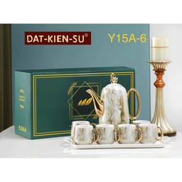 Bộ Ấm Chén gốm sứ men cầu vồng cực sang trọng trang trí Tết Huydecor 7