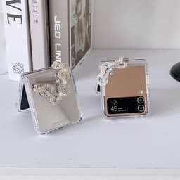 [CÓ SẴN] 3 màu -  Ốp Z Flip 8 - Flip 7 - Flip 6 - Flip5 5G tráng gương kèm dây đính đá siêu lấp lánh sang trọng 9