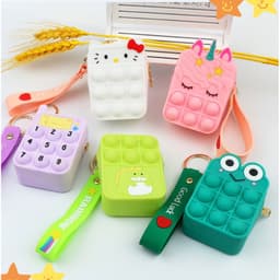 Móc chìa khoá kết hợp túi ví silicon đựng tiền trò chơi pop it giảm căng thẳng 3 chức năng trong 1 1