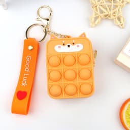 Móc chìa khoá kết hợp túi ví silicon đựng tiền trò chơi pop it giảm căng thẳng 3 chức năng trong 1 5