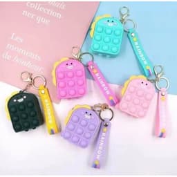 Móc chìa khoá kết hợp túi ví silicon đựng tiền trò chơi pop it giảm căng thẳng 3 chức năng trong 1 6