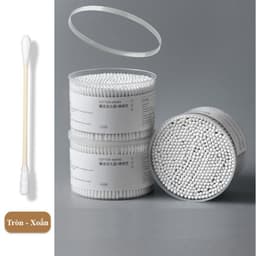 Hộp 500 tăm bông ráy tai cotton 2 đầu thân gỗ an toàn vệ sinh 0.5x7.5cm Hộp 500 tăm bông 2 đầu vệ sinh tai, mũi 3