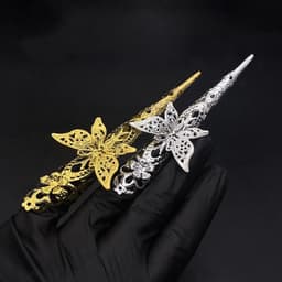 (1 chiếc) Phụ kiện cổ trang GẮN ĐIỆP móng tay hộ chỉ hộ giáp nhà Thanh phiến kim loại cosplay xinh xắn tiện lợi 4