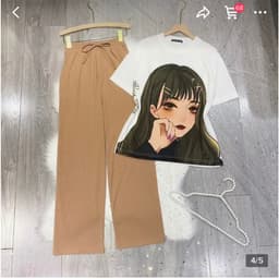 Đồ Bộ Nữ Bigsize ESHOP DB678 Áo Tay Ngắn Phối Quần Ống Rộng, Set Mặc Nhà Thoải Mái Dễ Phối 6