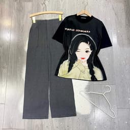 Đồ Bộ Nữ Bigsize ESHOP DB678 Áo Tay Ngắn Phối Quần Ống Rộng, Set Mặc Nhà Thoải Mái Dễ Phối 7