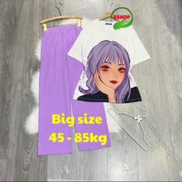 Đồ Bộ Nữ Bigsize ESHOP DB678 Áo Tay Ngắn Phối Quần Ống Rộng, Set Mặc Nhà Thoải Mái Dễ Phối 8