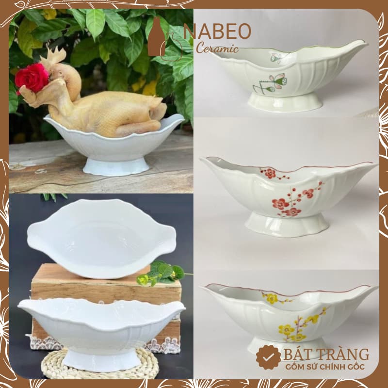 Bát Thuyền Đựng Gà Cúng Nguyên Con Gốm Sứ Bát Tràng, Bát Thuyền Đựng Gà Cúng Cao Cấp