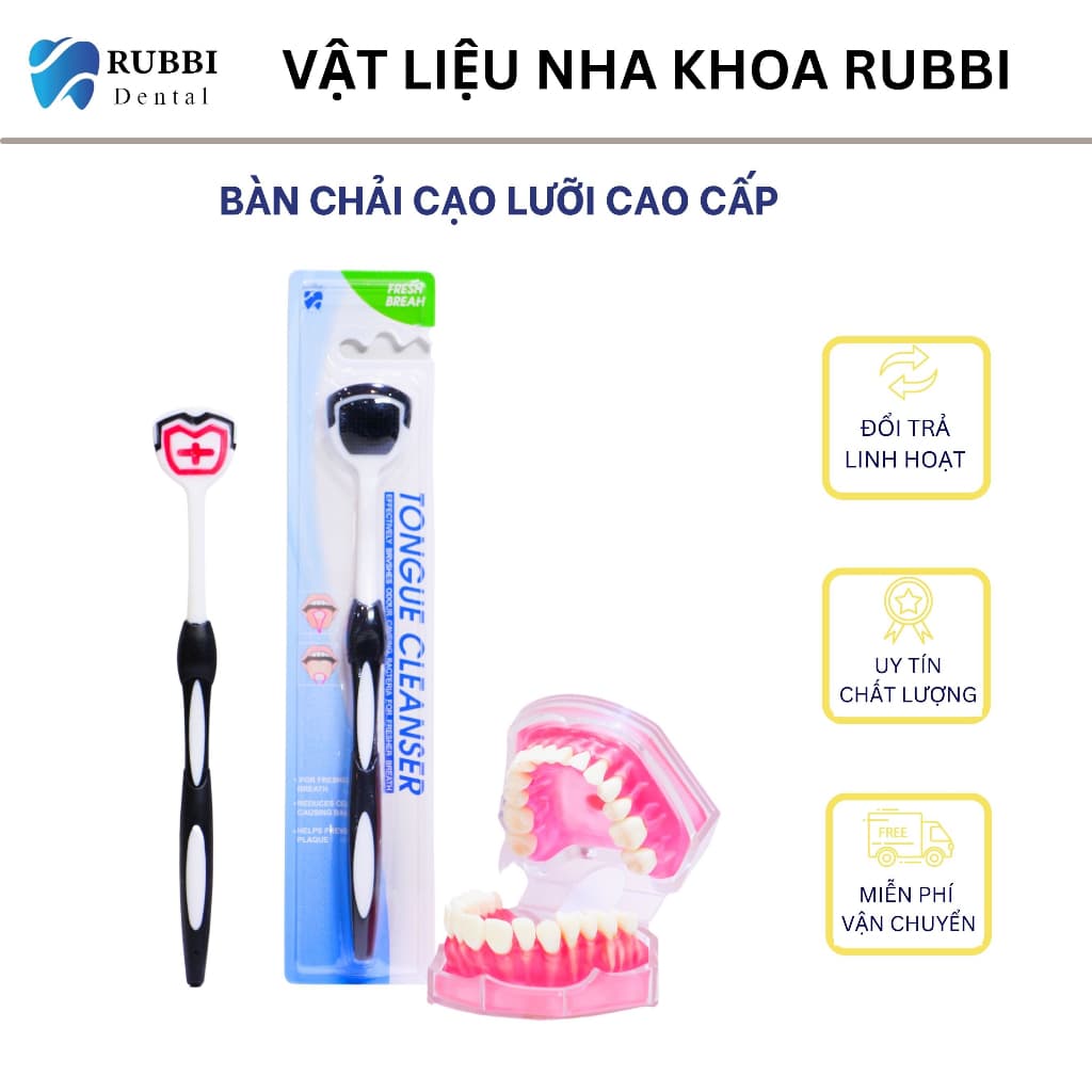 Dụng cụ cạo lưỡi (nạo lưỡi) dạng bàn chải Silicon vệ sinh miệng cao cấp