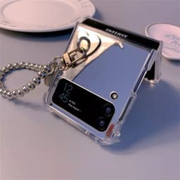 [CÓ SẴN] 2 kiểu - Ốp Z Flip 8 - Flip 7 - Flip 6 - Flip5 5G silicon chống sốc tráng gương bạc kèm dây dễ thương 6